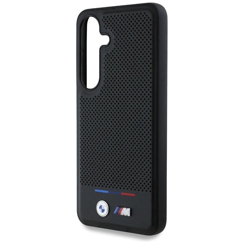 BMW læder Tricolor Stripe MagSafe Case til Samsung Galaxy S25 - sort