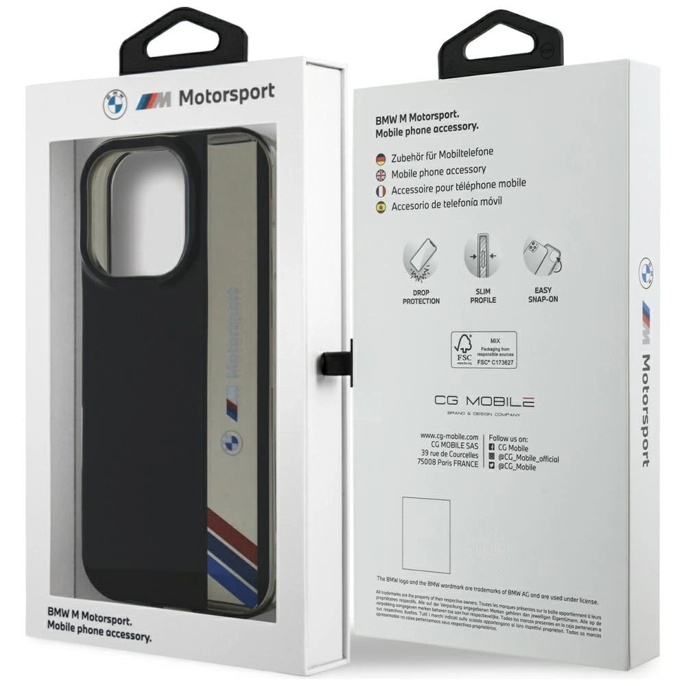 BMW Motorsport IML Vertical Stripe iPhone 16 Pro Max Case - sort