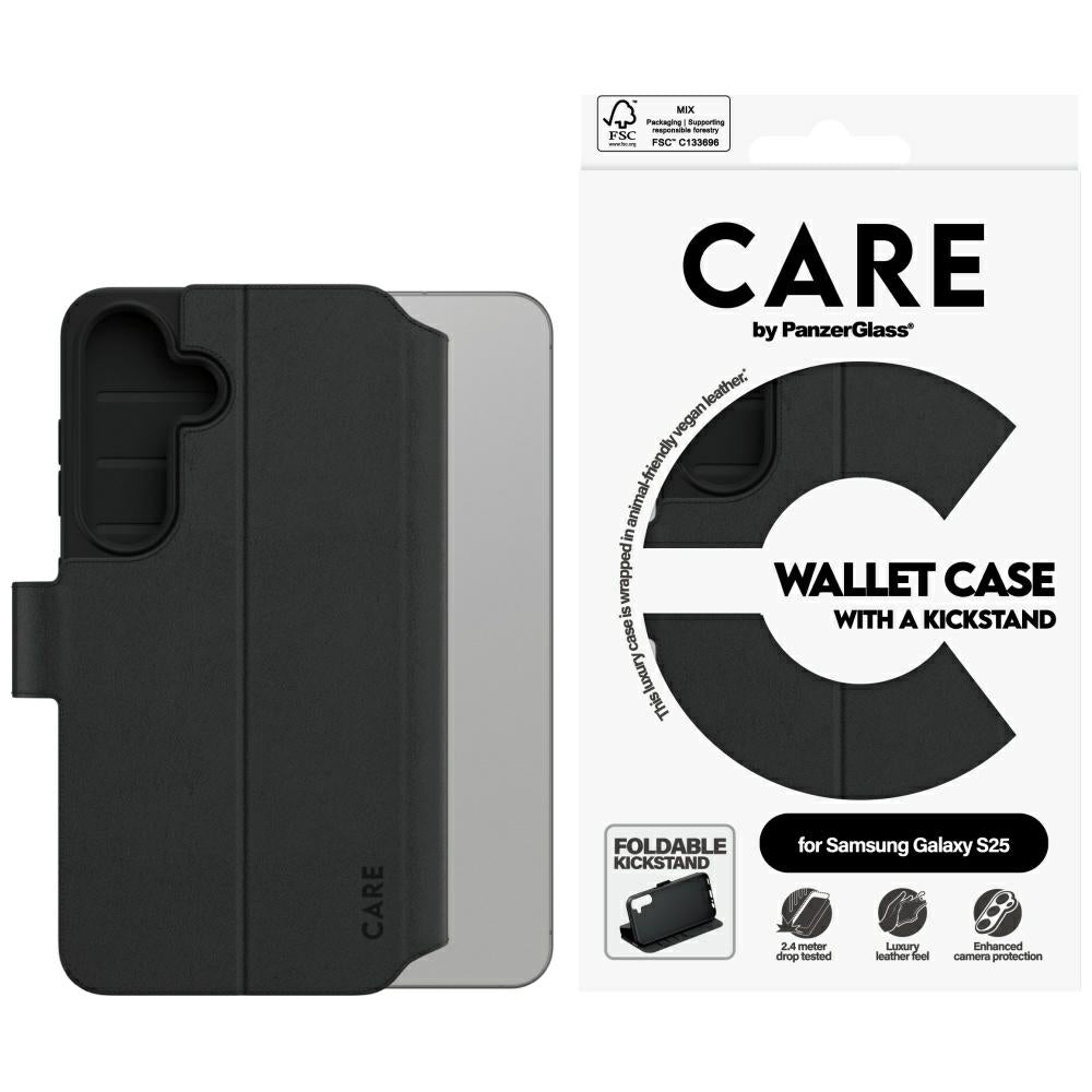 CARE af PanzerGlass Feature Wallet Kickstand Case til Samsung Galaxy S25 - sort