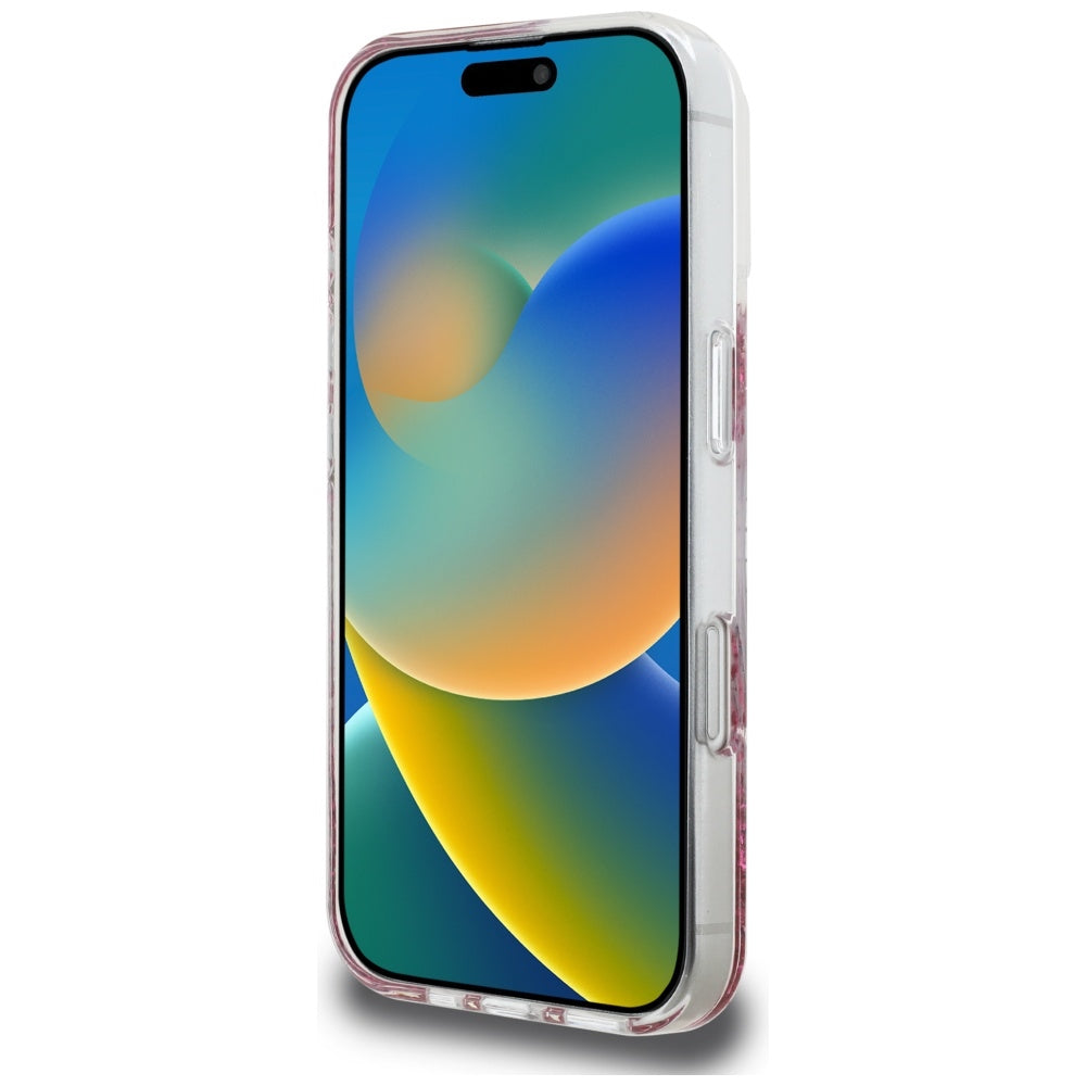 Guess HC Resin Bottom Glitter MagSafe iPhone 16 Pro Case - Pink