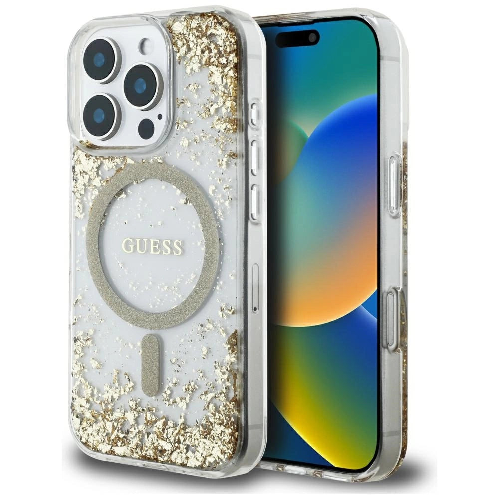 Guess HC Resin Bottom Glitter MagSafe sag til iPhone 16 Pro - guld