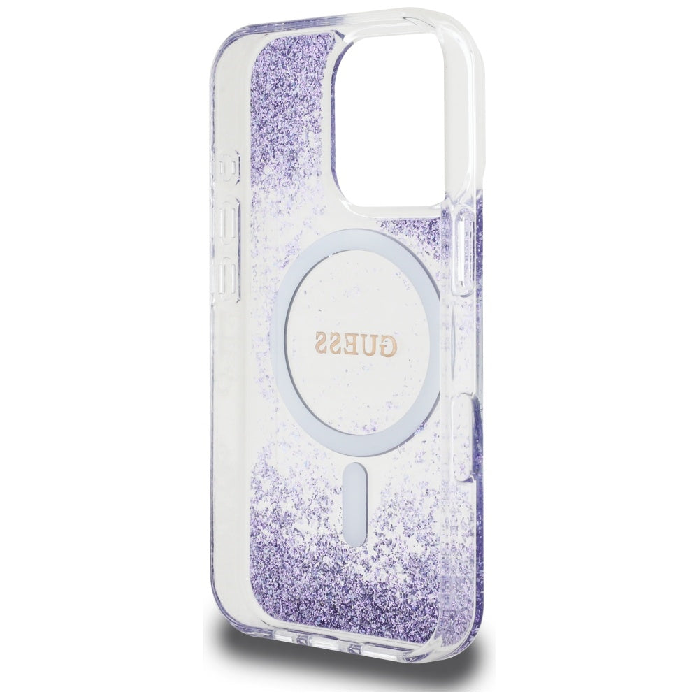Guess HC Resin Bottom Glitter MagSafe case for iPhone 16 Pro Max - purple