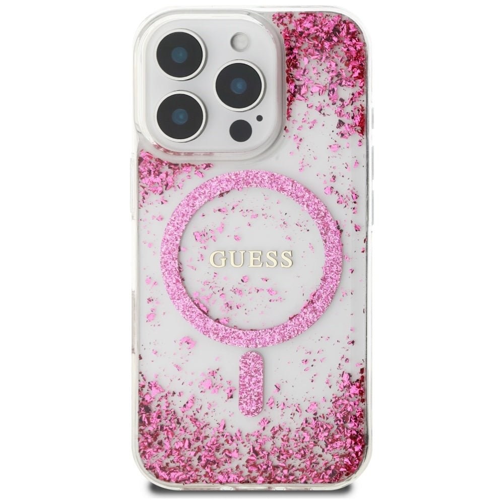 Guess HC Resin Bottom Glitter MagSafe Case til iPhone 16 Pro Max - Pink
