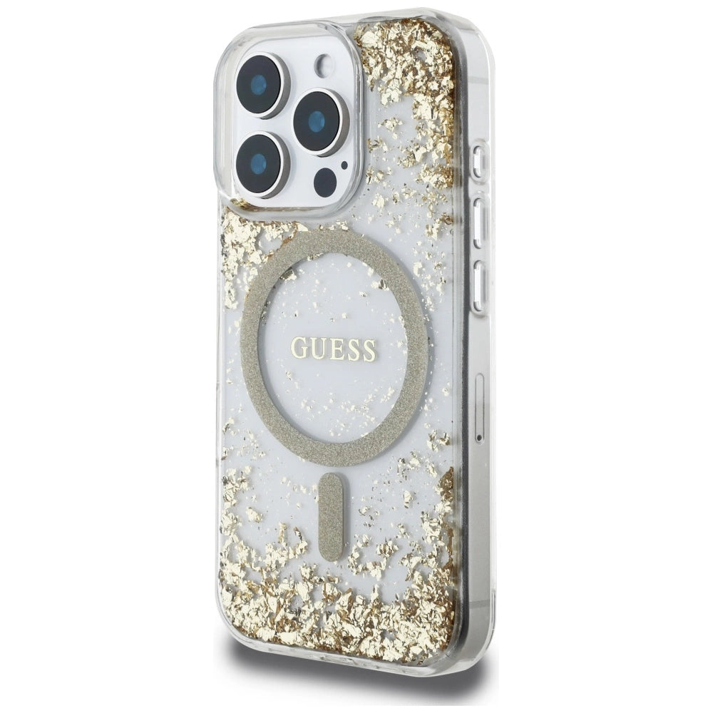 Guess HC Resin Bottom Glitter MagSafe case til iPhone 16 Pro Max - guld