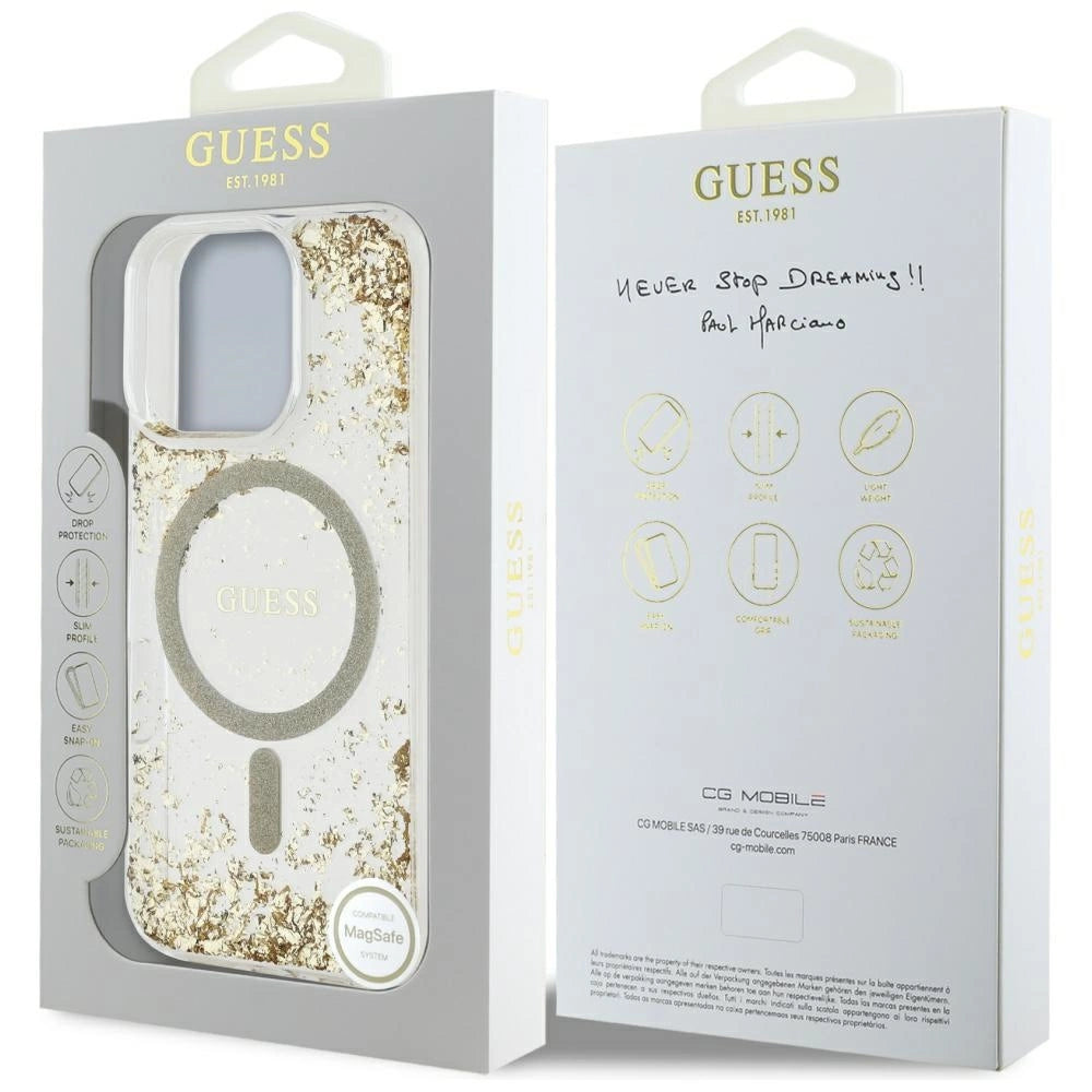 Guess HC Resin Bottom Glitter MagSafe case til iPhone 16 Pro Max - guld
