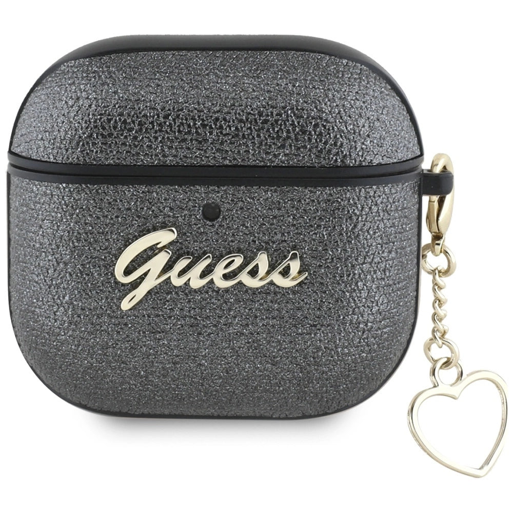 Guess Metallic Script Charm Case til AirPods 4 - sort