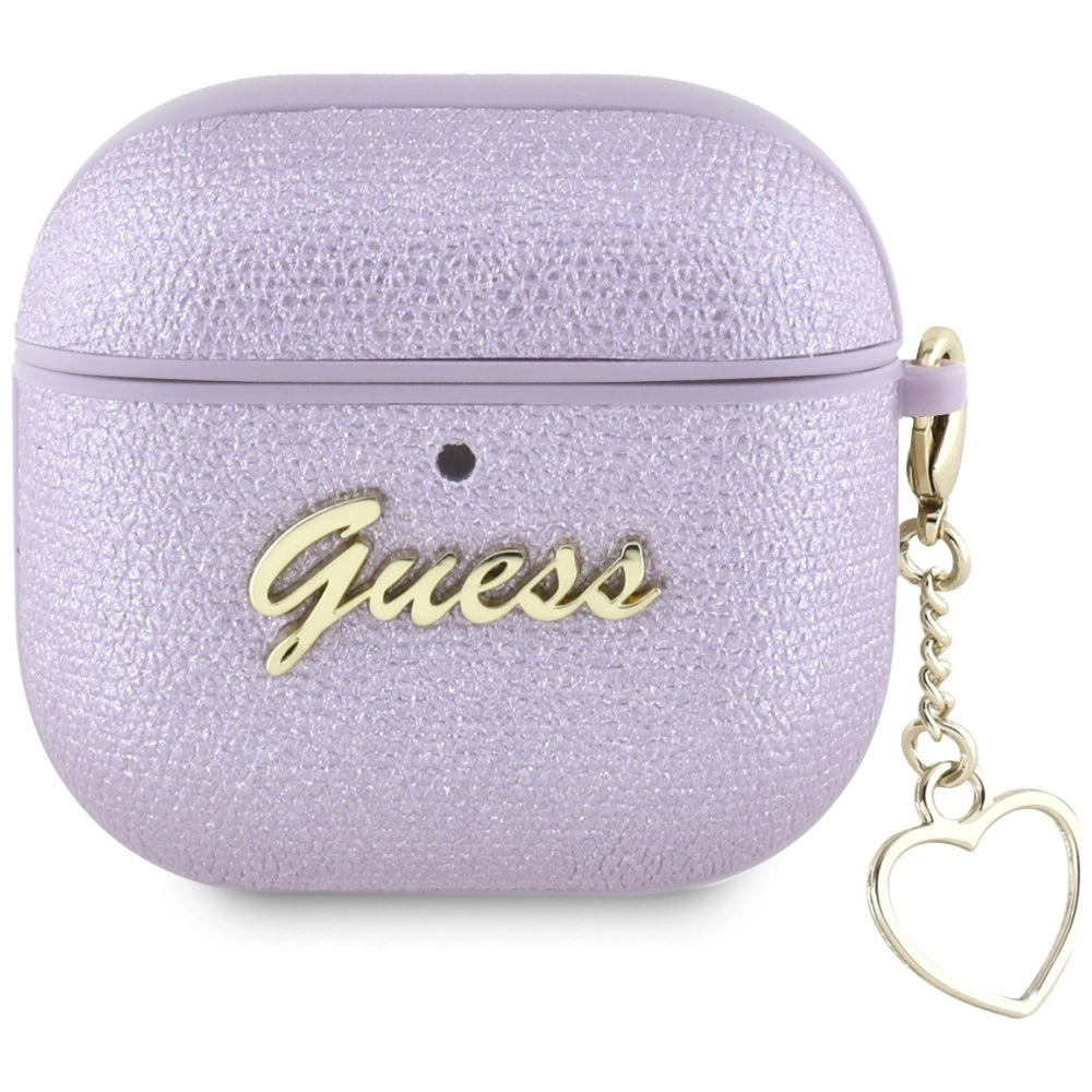 Guess Metallic Script Charm Case til AirPods 4 - lilla