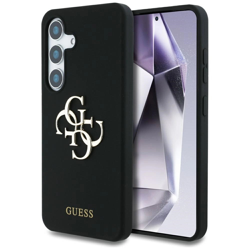 Guess Silicone Big 4G Logo Bottom Script-hylster til Samsung Galaxy S25 - sort