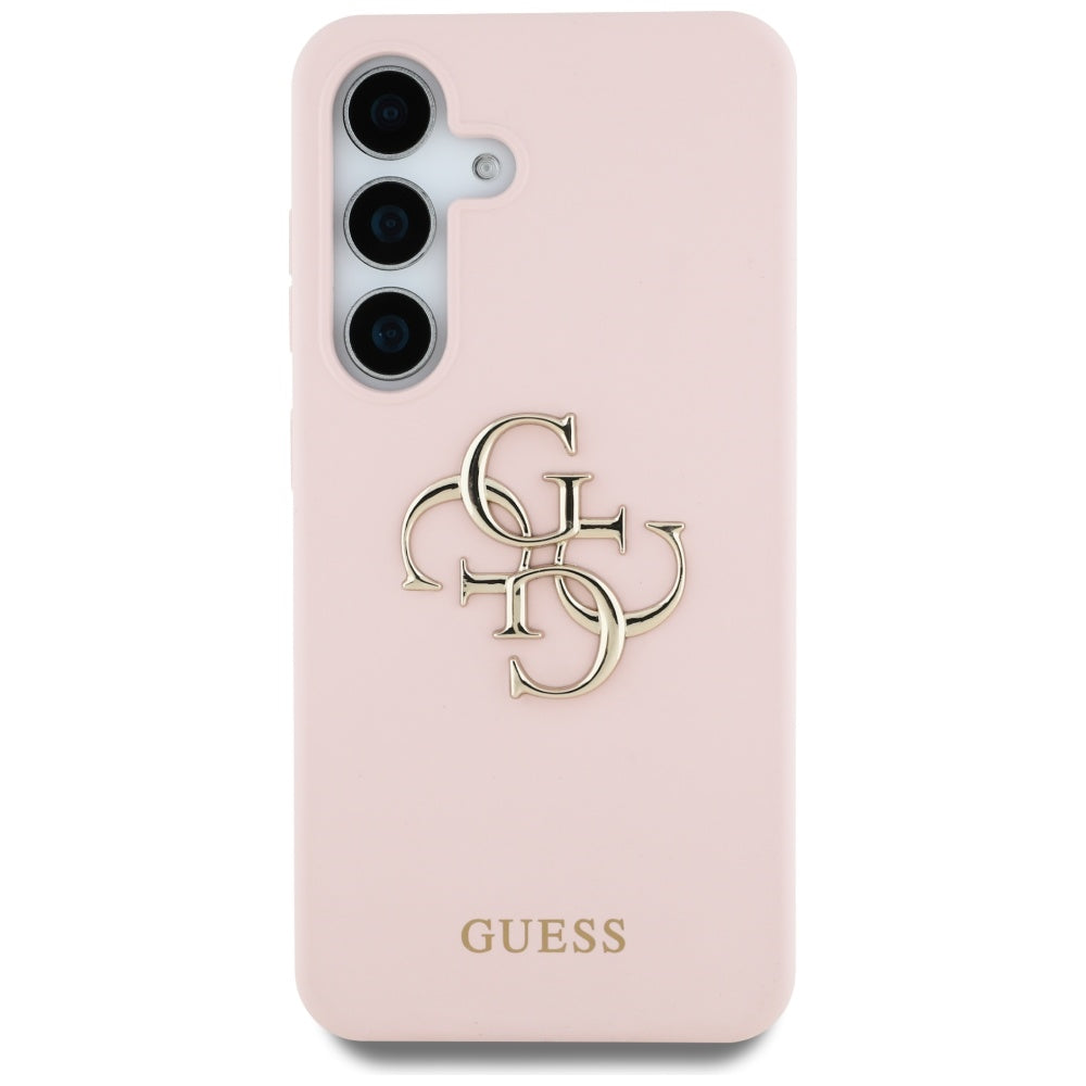 Guess Silicone Big 4G Logo Bottom Script Case for Samsung Galaxy S25 - Pink