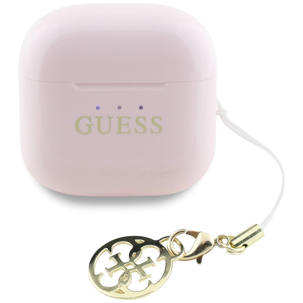 TWS Guess Glossy Effect Printed Classic Logo & Charm Headphones - Pink