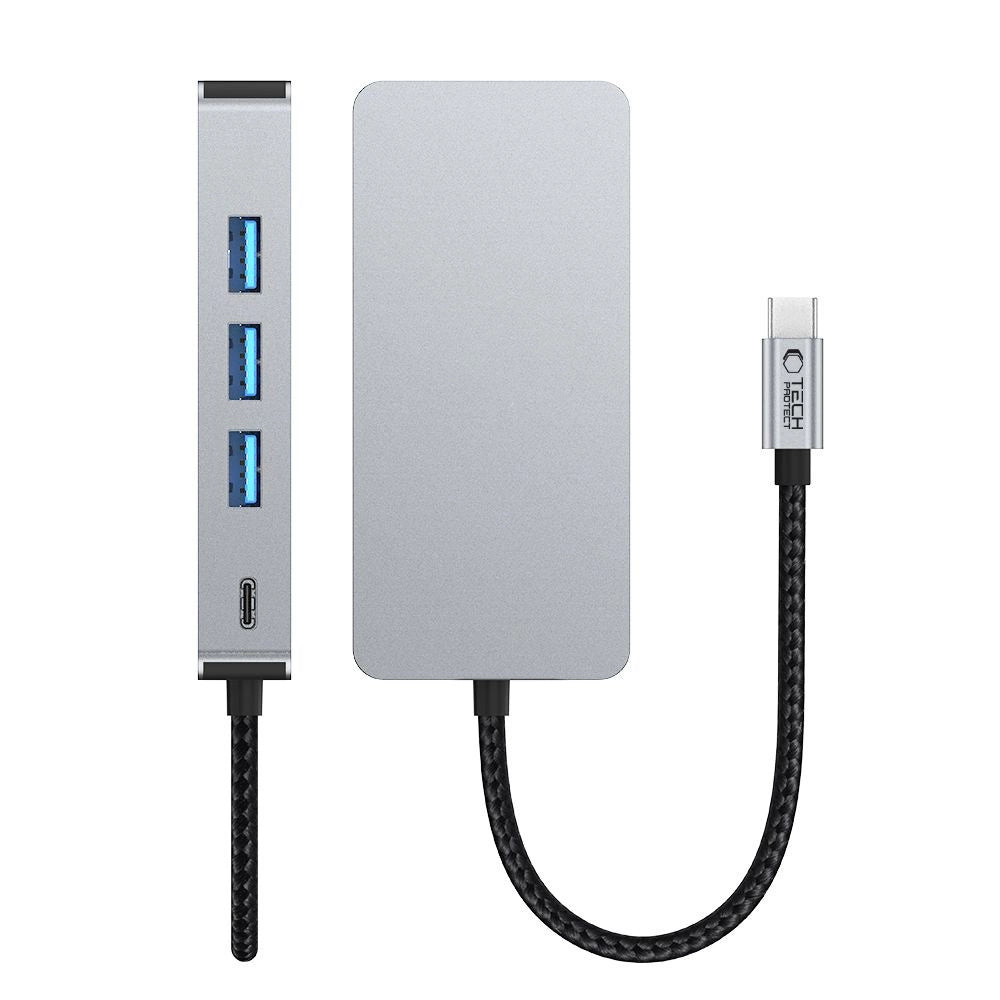 Tech-Protect HB05 HUB 9in1 USB-C + USB2.0 + USB3.0 + HDMI 4K 60HZ + SD / TF + PD100W + RJ45 adapter - grå