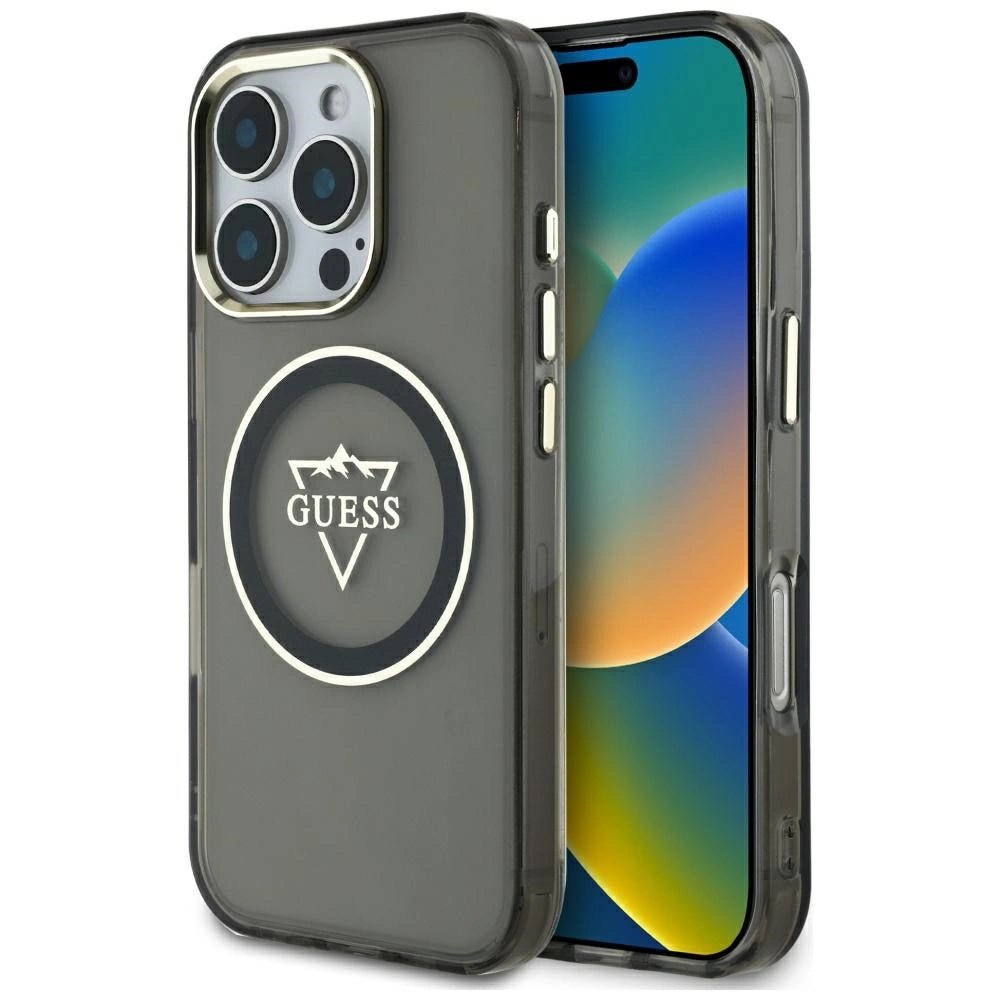 Guess IML Metal Mountain Logo MagSafe iPhone 16 Pro Case - sort