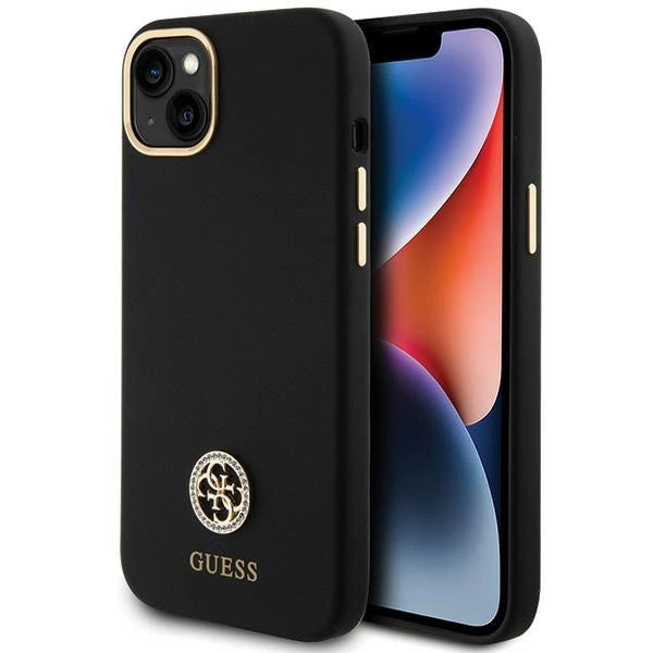 Guess Silicone Logo Strass 4G Case til iPhone 15 Plus / 14 Plus 6.7" - sort