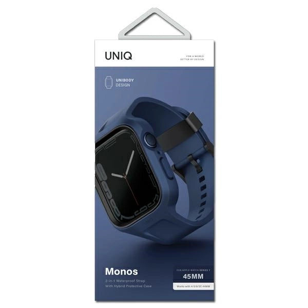 Uniq Monos 2 i 1 Set Strap + Case til Apple Watch 45 / 44 mm - Blå