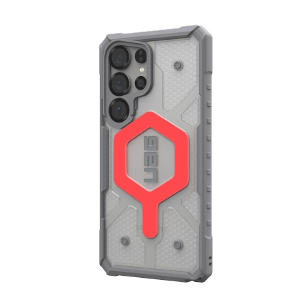 UAG Pathfinder Clear Magnet Bundle Magnetic Case and Wrist Strap for Samsung Galaxy S25 Ultra 5G - Gray/Red