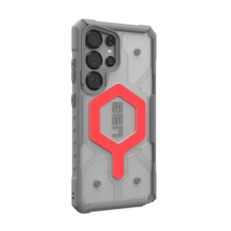 UAG Pathfinder Clear Magnet Bundle Magnetic Case and Wrist Strap for Samsung Galaxy S25 Ultra 5G - Gray/Red