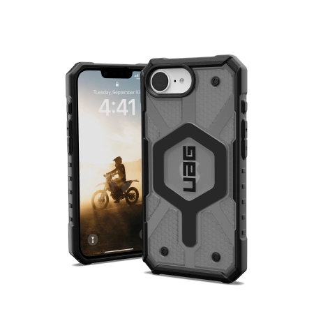 UAG Pathfinder Clear MagSafe iPhone 16e Case - Grå/Sort