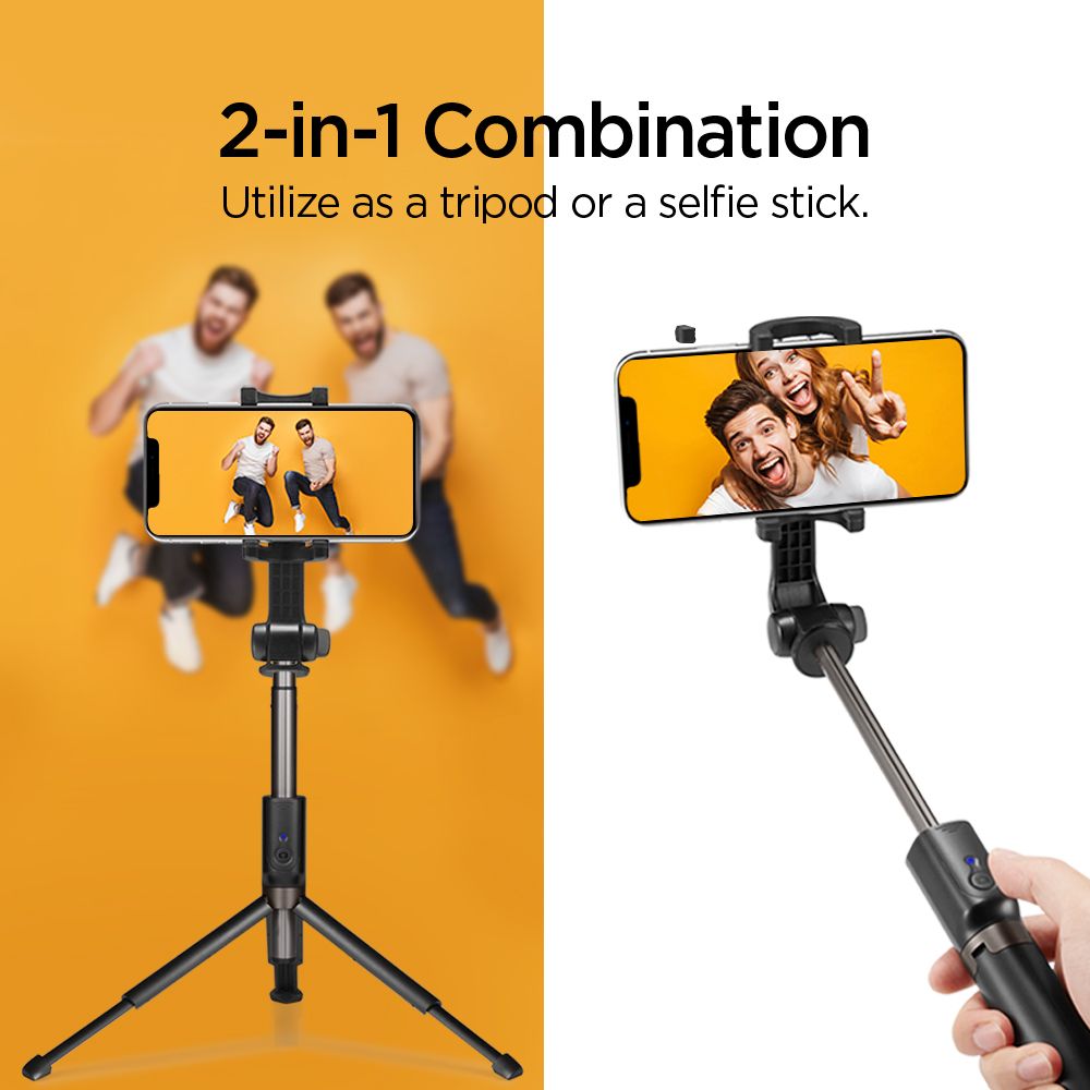 Spigen S540 W Bluetooth Selfie Stick Stativ Sort