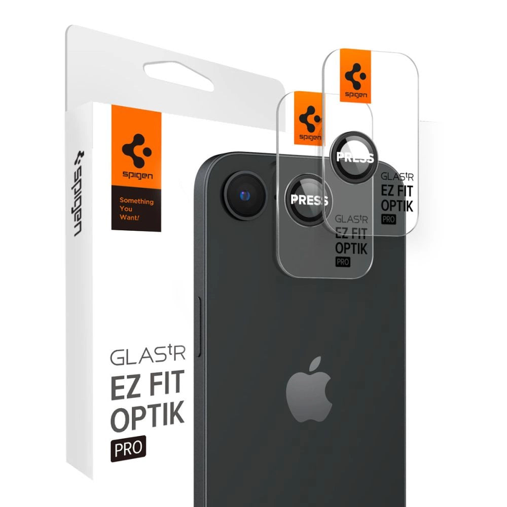 Spigen Optik Pro GLAS.TR "Ez Fit" Camera Cover 2-pack for iPhone 16e - Black