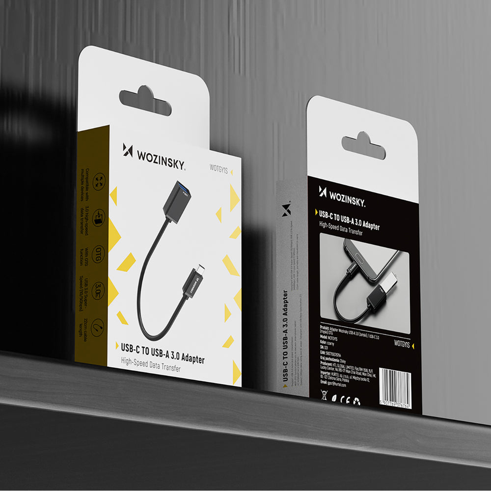 Wozinsky WOTGY1S USB-C 3.0 (mandlig) - USB-A 3.0 (kvindelig) OTG-adapter - sort