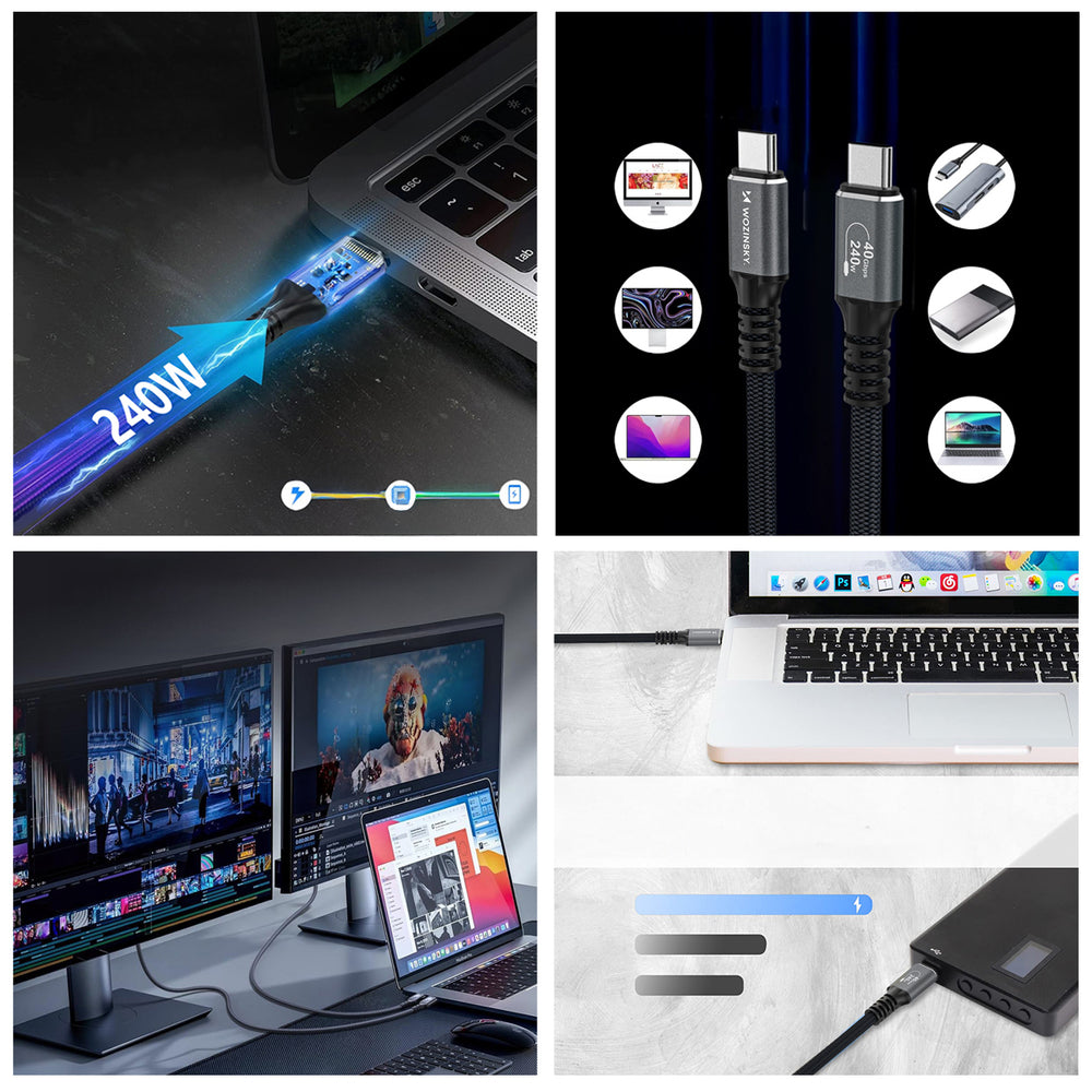 Wozinsky WPS-UY41S USB-C Thunderbolt 4 Kabel 240W 1m 4K - sort