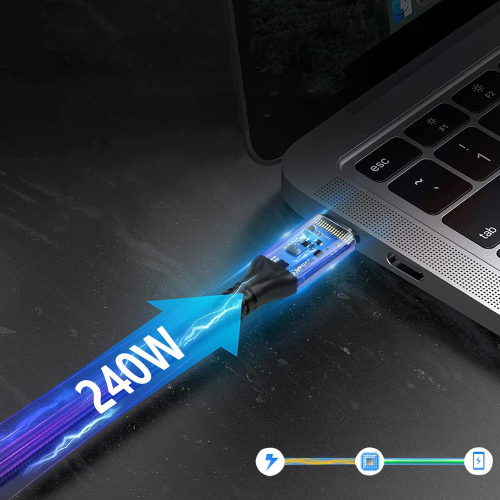Wozinsky WPS2-UY41S USB-C USB4 40Gb/s 240W 2m vinklet kabel - sort