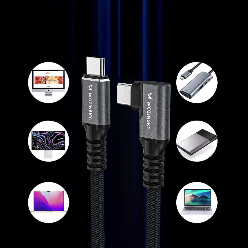 Wozinsky WPS2-UY41S USB-C USB4 40Gb/s 240W 2m vinklet kabel - sort