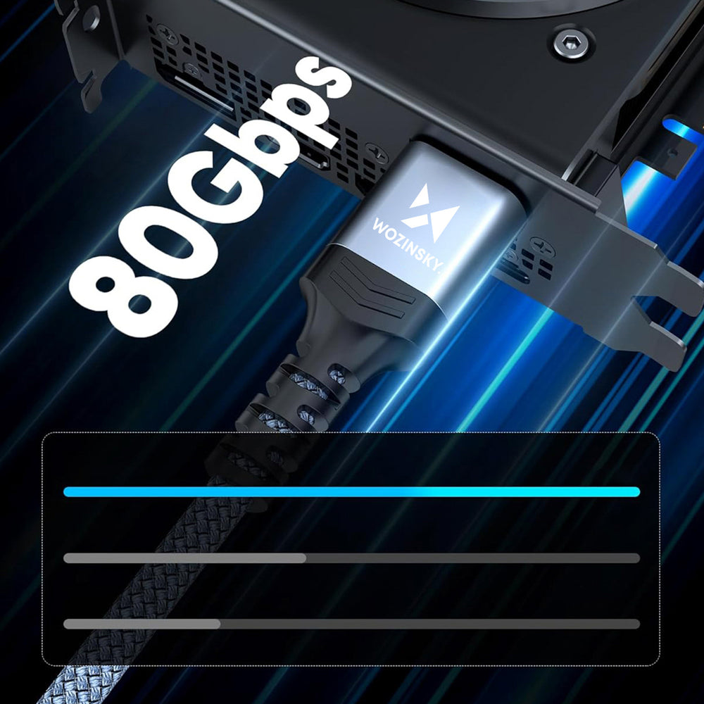 Wozinsky WPS-16AYL1S DisplayPort 2.1 Kabel VESA Certificeret 80 Gb/s 16K@60Hz 8K@120Hz 4K@240Hz HDR HDCP DSC 1m - Sort