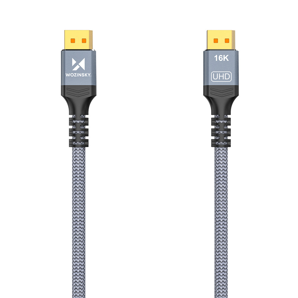 Wozinsky WPS-16AYL3S DisplayPort 2.1 Kabel 80 Gb/s 16K@60Hz 8K@120Hz 4K@240Hz HDR HDCP DSC 3m - sort