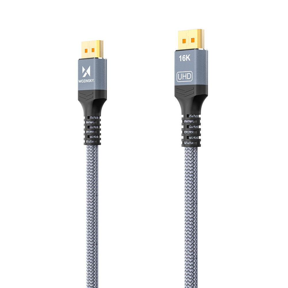 Wozinsky WPS-16AYL3S DisplayPort 2.1 Kabel 80 Gb/s 16K@60Hz 8K@120Hz 4K@240Hz HDR HDCP DSC 3m - sort