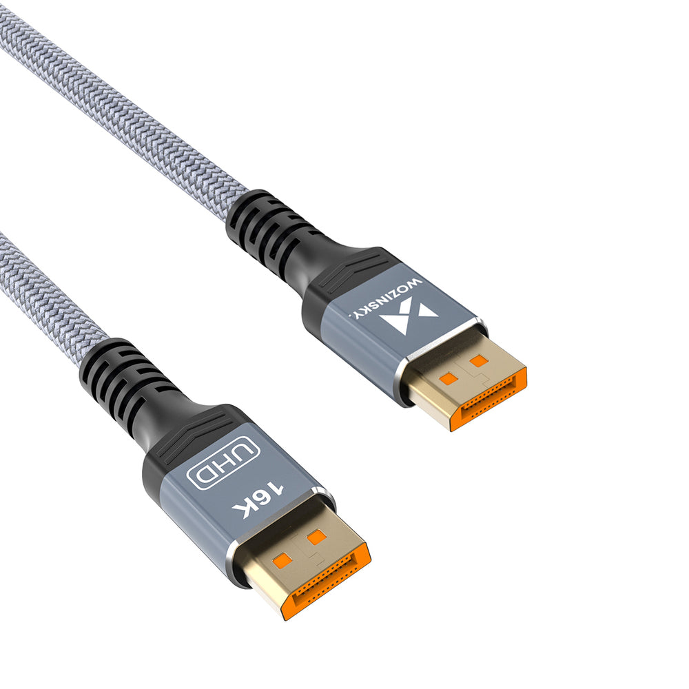 Wozinsky WPS-16AYL3S DisplayPort 2.1 Kabel 80 Gb/s 16K@60Hz 8K@120Hz 4K@240Hz HDR HDCP DSC 3m - sort