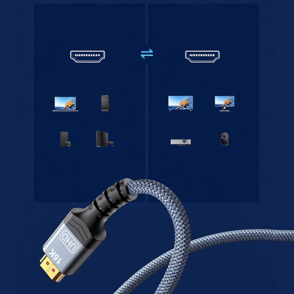 Wozinsky WPS-16AYL3S DisplayPort 2.1 Kabel 80 Gb/s 16K@60Hz 8K@120Hz 4K@240Hz HDR HDCP DSC 3m - sort