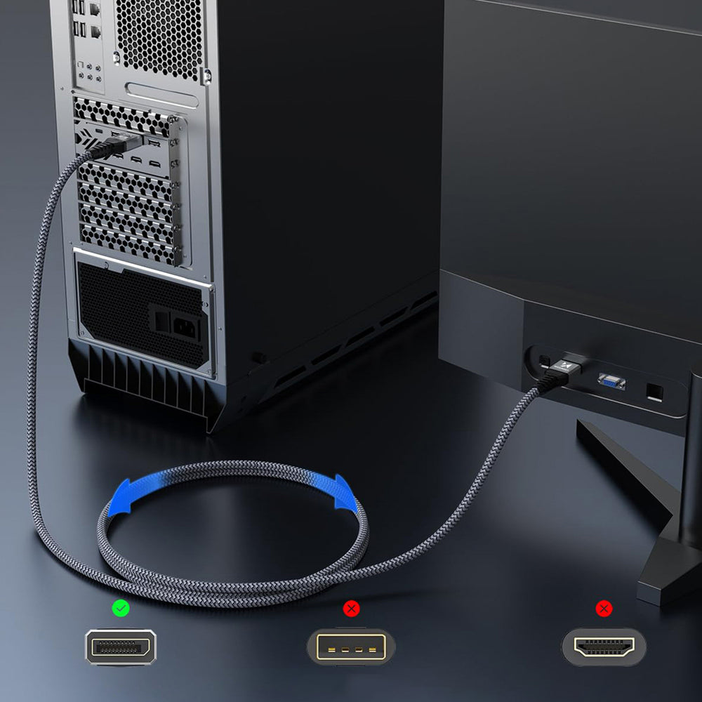 Wozinsky WPS-16AYL3S DisplayPort 2.1 Kabel 80 Gb/s 16K@60Hz 8K@120Hz 4K@240Hz HDR HDCP DSC 3m - sort
