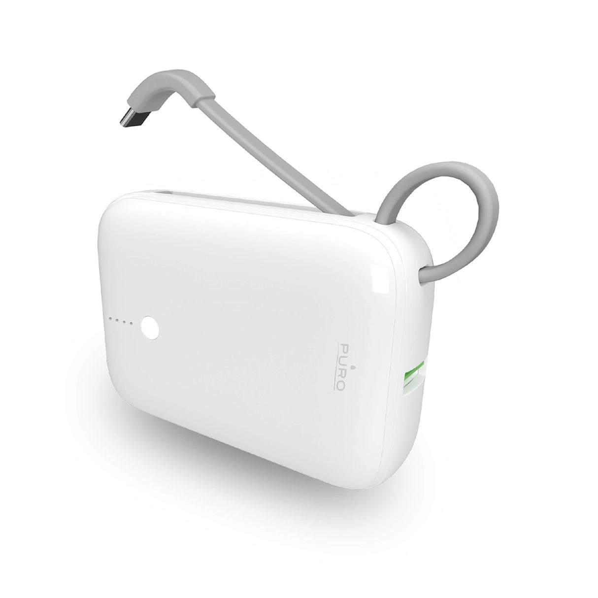 Puro Power Link 10 Plus 10000mAh Power Bank med indbygget USB-C-kabel Hvid