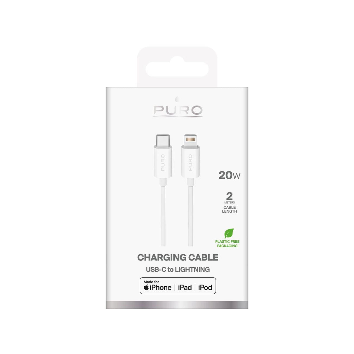 Puro TPE 20W USB-C - Lightning Cable 2m - hvid