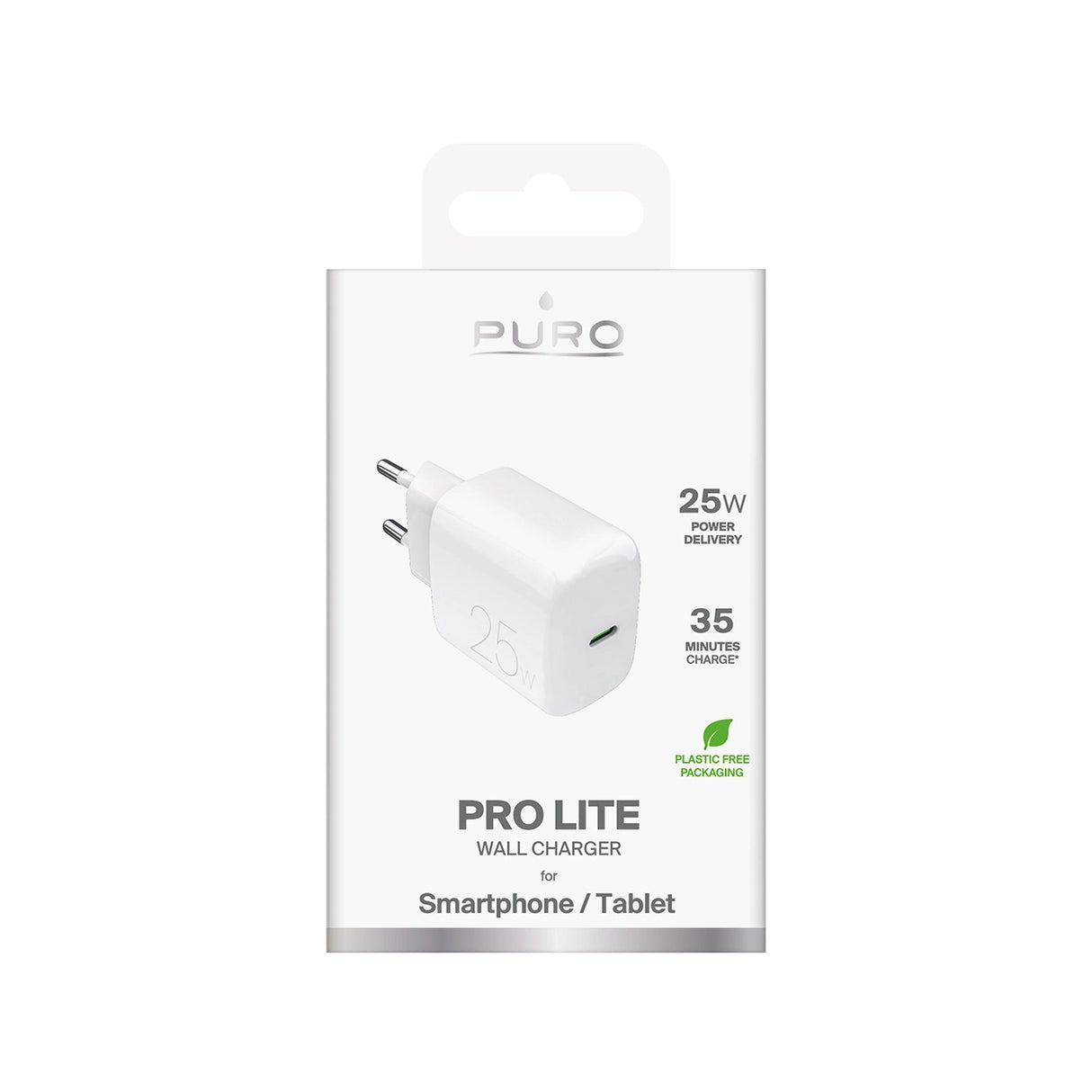 Puro Daily Prolite 25W USB-C Power Delivery Charger - hvid