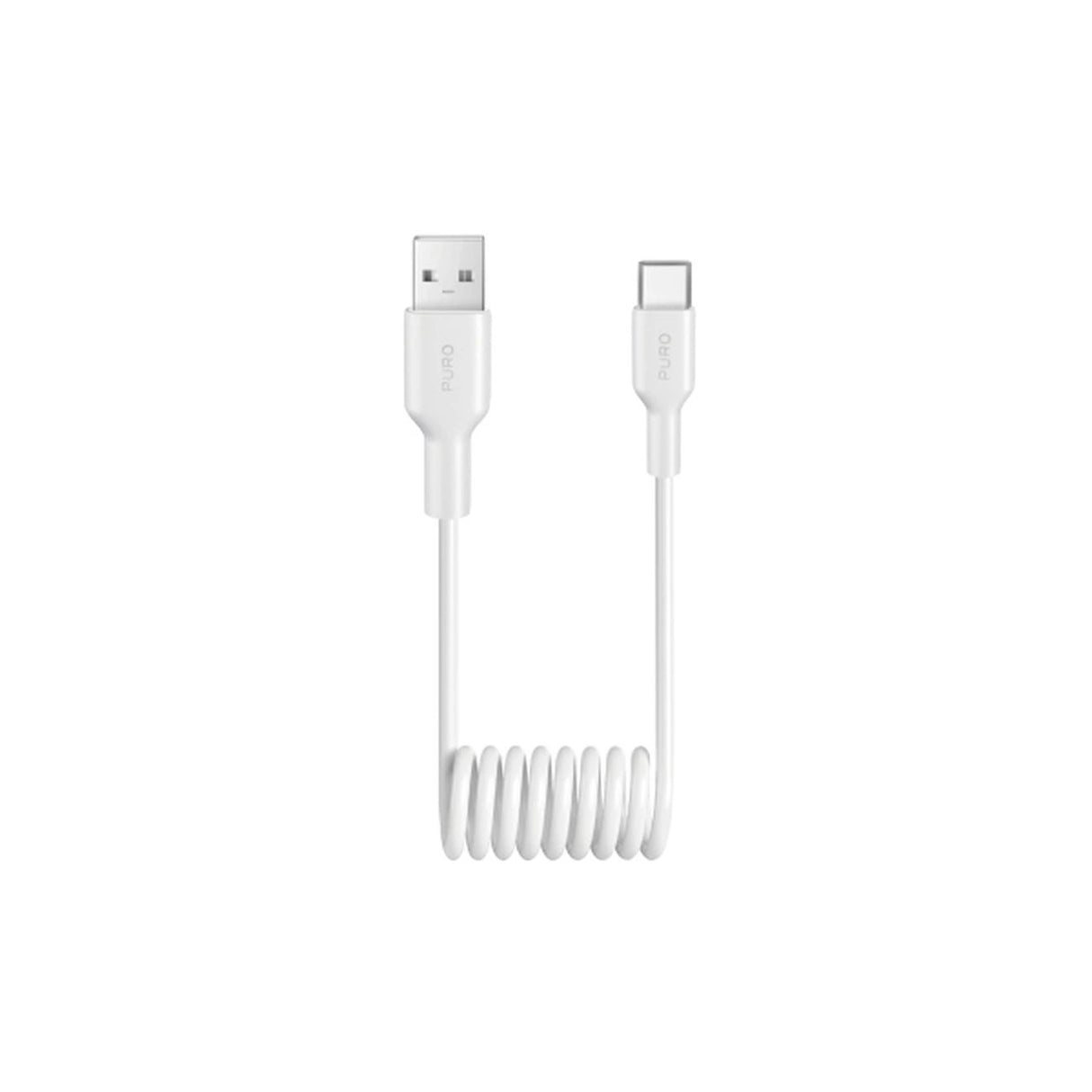 Puro 10W USB-A - USB-C Spiral Cable 1m - hvid