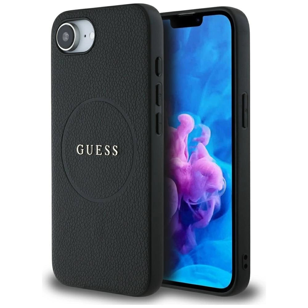 Guess PU Grained Classic Logo case med MagSafe til iPhone 16e - sort