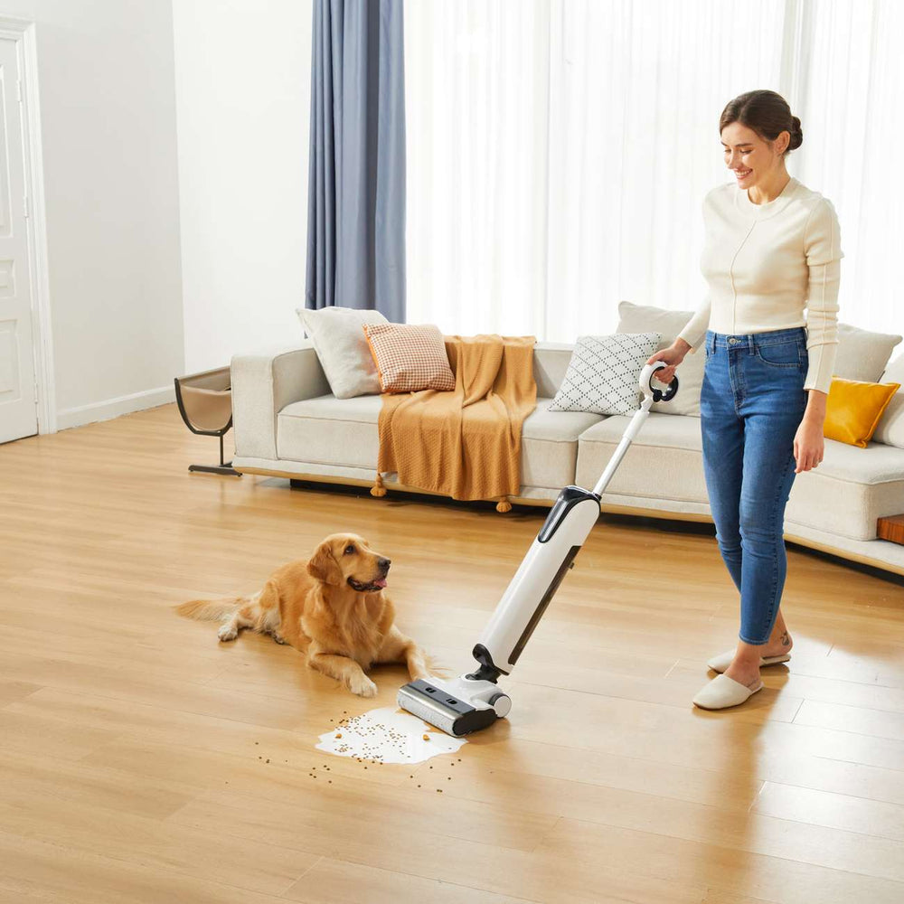 UWANT D100 17000Pa oprejst støvsuger med afvaskefunktion og ladestation - hvid