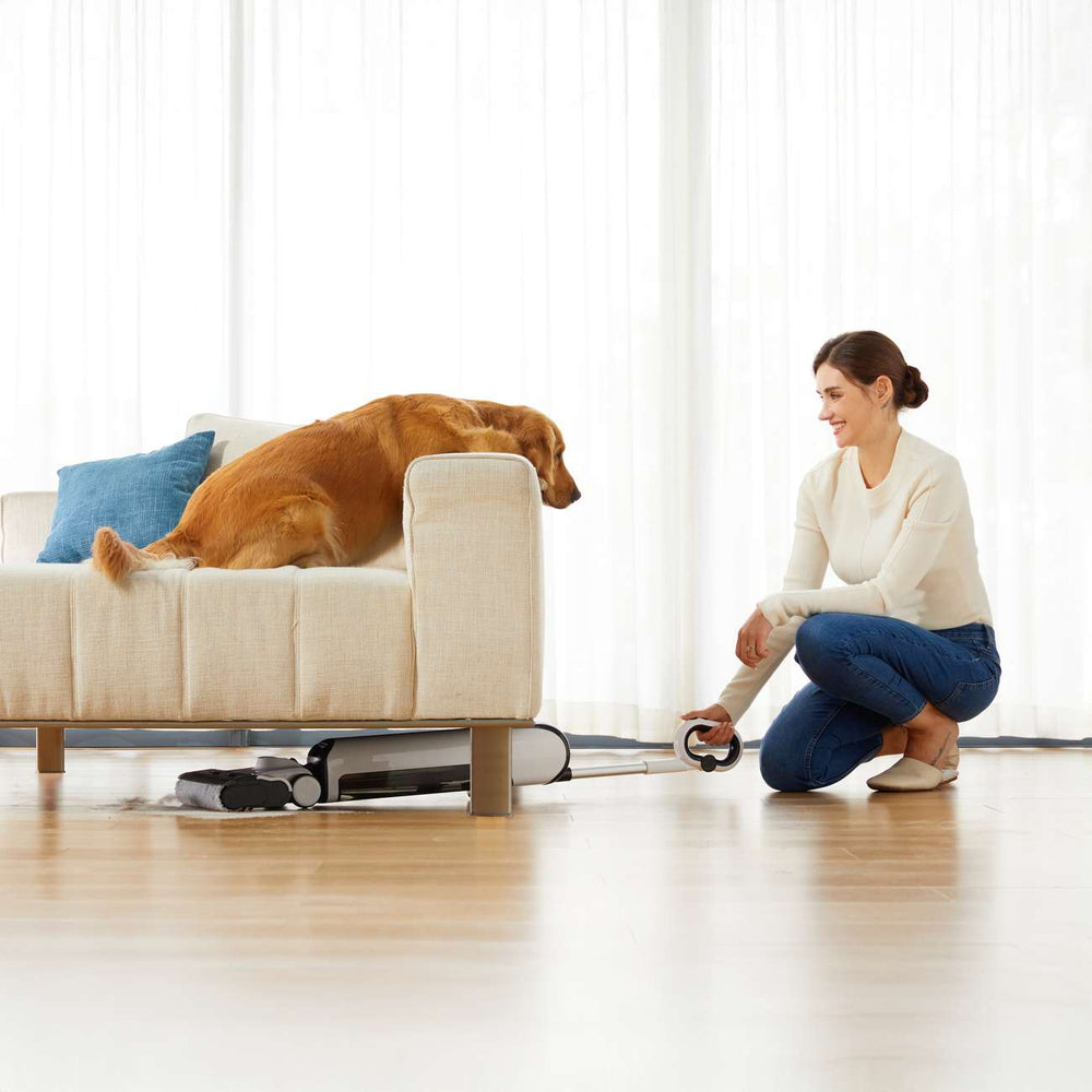 UWANT D100 17000Pa oprejst støvsuger med afvaskefunktion og ladestation - hvid