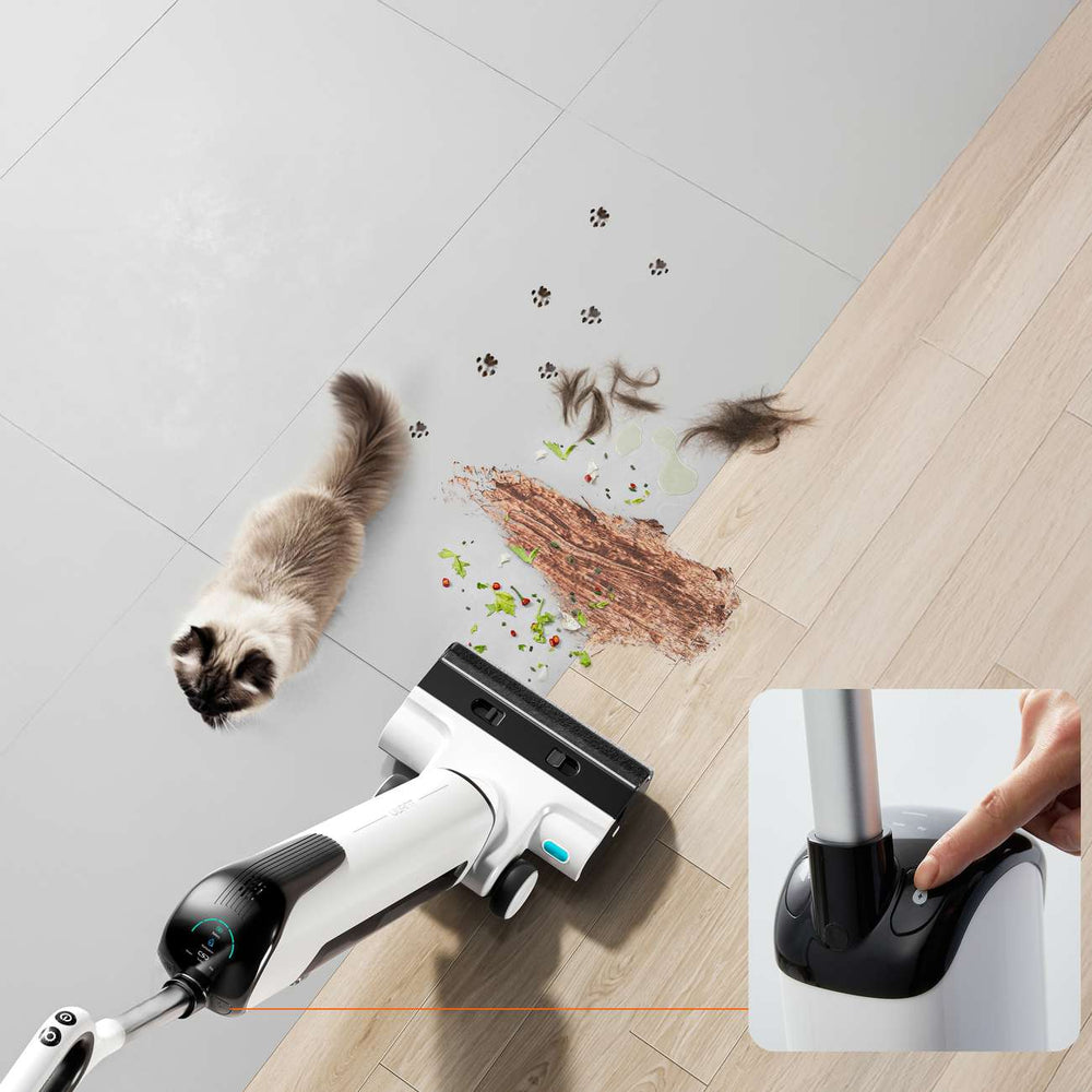 UWANT D100 17000Pa oprejst støvsuger med afvaskefunktion og ladestation - hvid