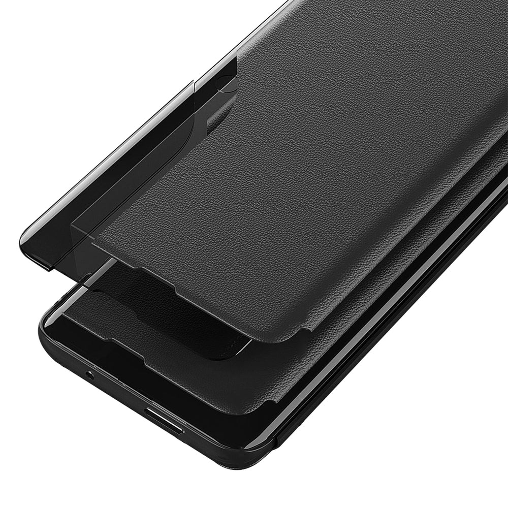 Eco Leather View Case, en elegant æske med flap og stativ til iPhone 16e / 17e - sort