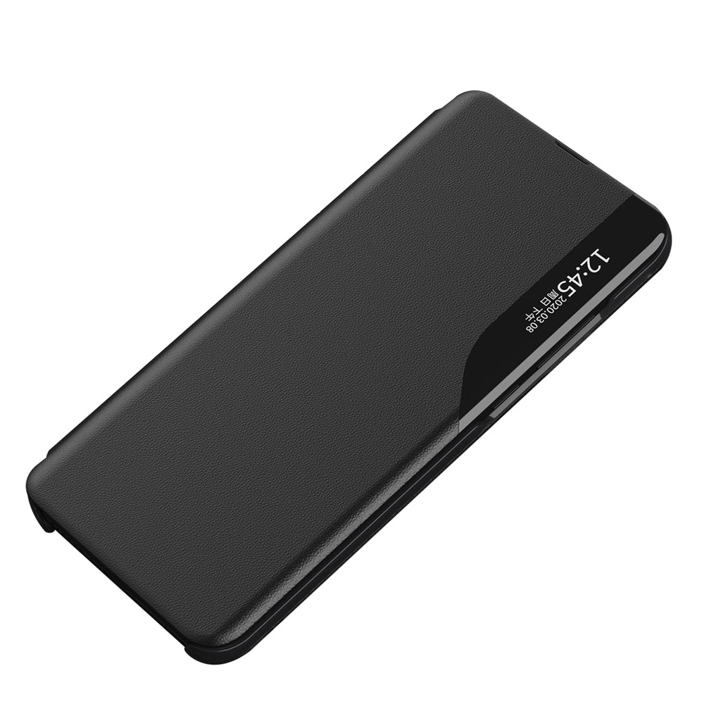 Eco Leather View Case, en elegant æske med flap og stativ til iPhone 16e / 17e - sort