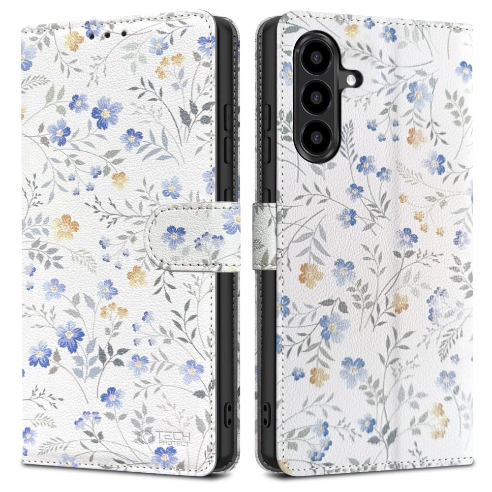 Tech-Protect Wallet Case til Samsung Galaxy A56 5G - hvide daisies