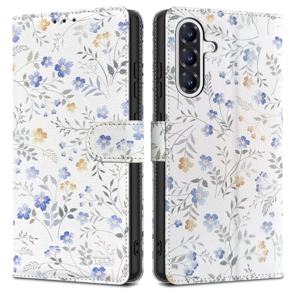 Tech-Protect Wallet Case til Samsung Galaxy A36 5G - hvide daisies