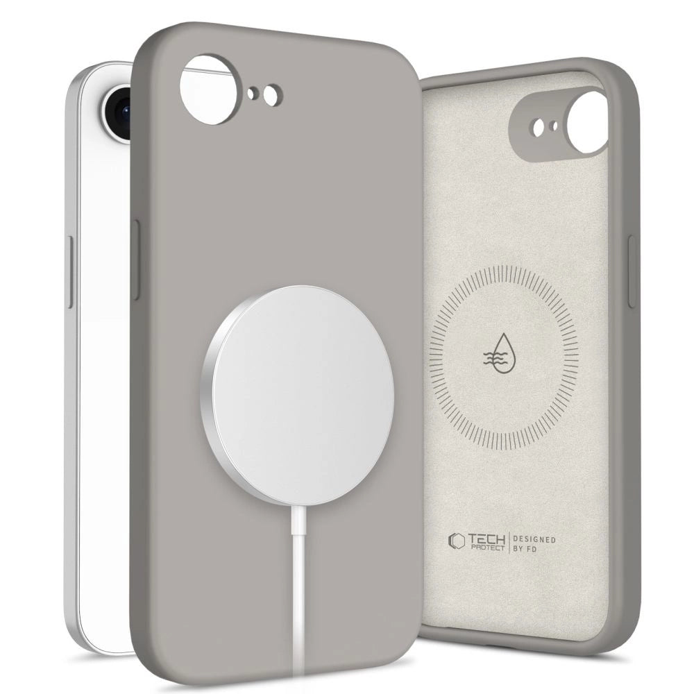 Tech-Protect flydende silikone MagSafe iPhone 16e Case - Grå