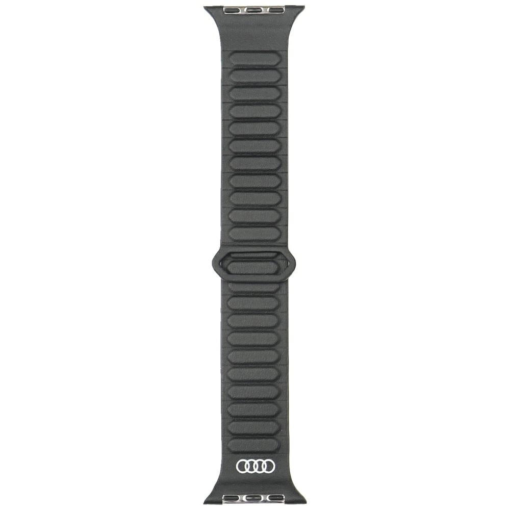 Audi logo syntetisk læder magnetisk ringrem til Apple Watch 44/45/46/49 mm - sort