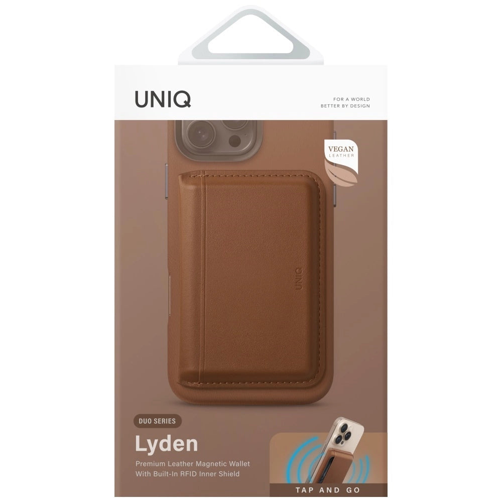 Uniq Lyden DS RFID Magnetic Wallet med telefonstativ - brun