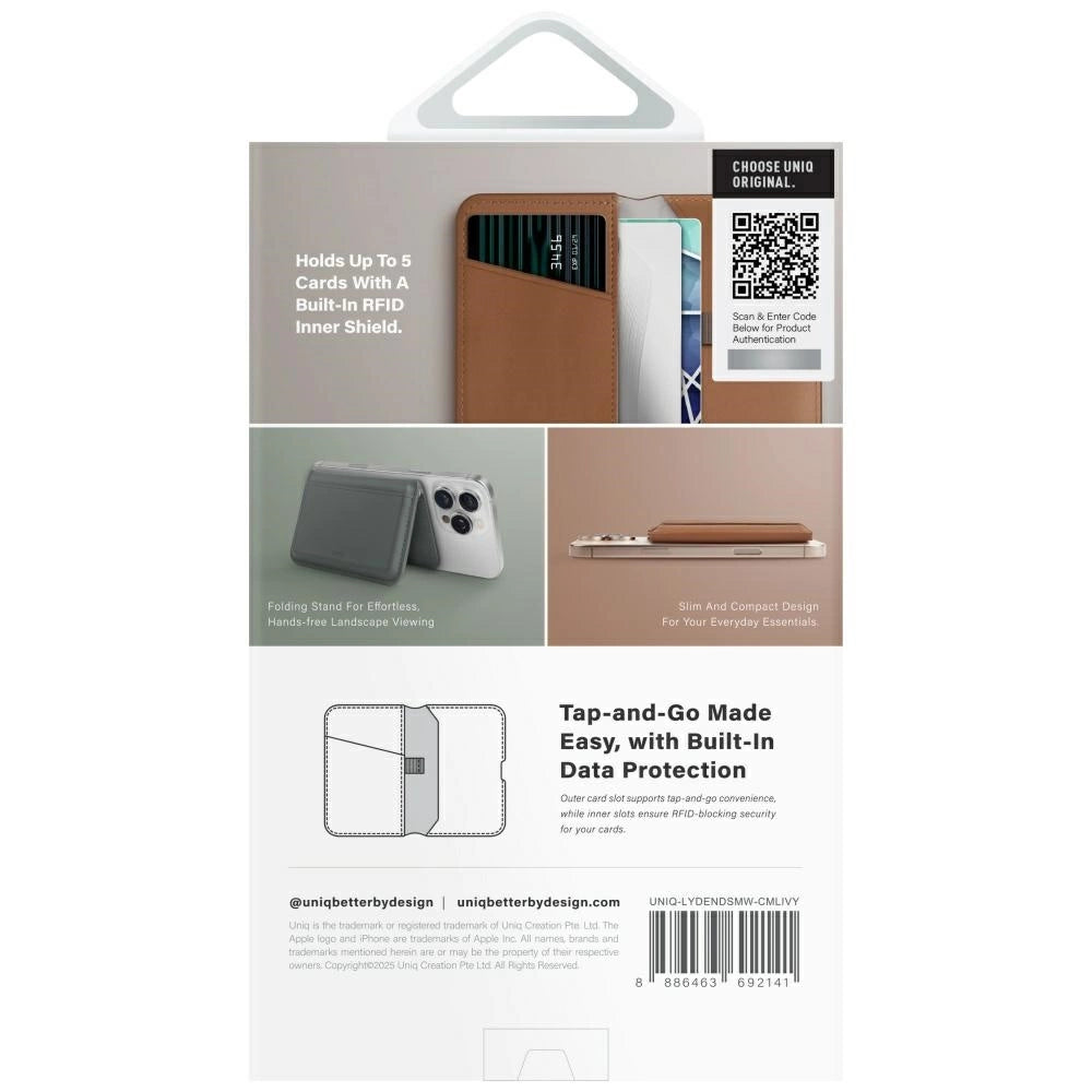 Uniq Lyden DS RFID Magnetic Wallet med telefonstativ - brun
