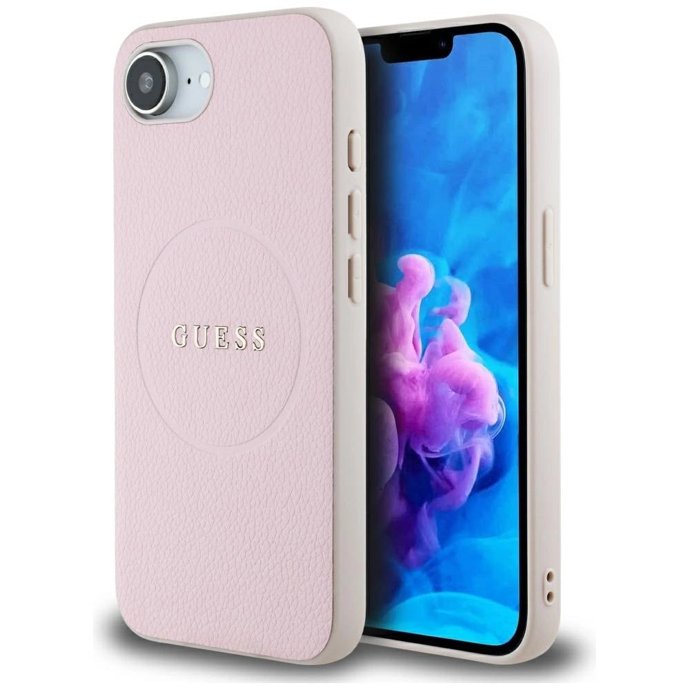 Guess Grained Ring MagSafe iPhone 16e Case - Pink